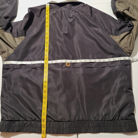 Footjoy FJ Dryjoys Mens Full Zip Golf Jacket Black Size Large Houndstooth Vented - Picture 5 of 7